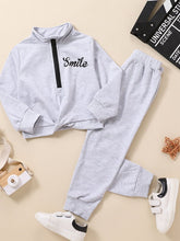 Load image into Gallery viewer, Kids SMILE Half Zip Sweatshirt and Joggers Set
