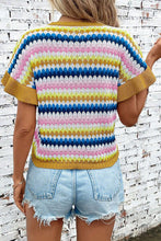 Load image into Gallery viewer, Striped Round Neck Short Sleeve Sweater
