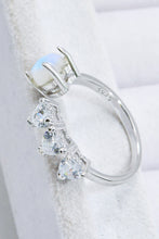 Load image into Gallery viewer, Natural Moonstone and Zircon Heart Open Ring

