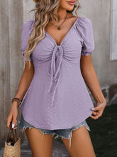 Load image into Gallery viewer, Ruched V-Neck Flounce Sleeve Blouse
