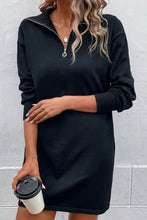 Load image into Gallery viewer, Quarter-Zip Dropped Shoulder Knit Dress
