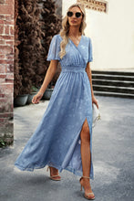 Load image into Gallery viewer, Floral Print V-Neck Smocked Waist High Slit Maxi Dress
