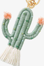 Load image into Gallery viewer, Bead Trim Cactus Keychain with Fringe
