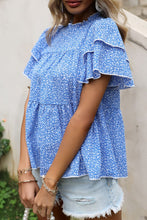 Load image into Gallery viewer, Ditsy Floral Layered Flutter Sleeve Blouse

