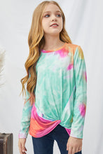 Load image into Gallery viewer, Girls Tie-Dye Twist Front Long Sleeve Top
