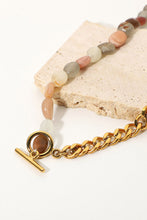 Load image into Gallery viewer, Stainless Steel Half Bead Half Chain Necklace
