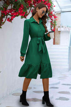 Load image into Gallery viewer, Long Sleeve Tie Waist Shirt Dress
