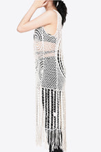 Load image into Gallery viewer, Tie Front Fringe Hem Sleeveless Cover Up
