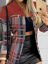 Load image into Gallery viewer, Printed Button Up Zip Detail Shacket
