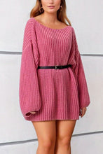 Load image into Gallery viewer, Boat Neck Dropped Shoulder Mini Sweater Dress
