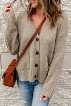 Load image into Gallery viewer, Ribbed Trim Button Down Cardigan with Pockets
