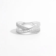 Load image into Gallery viewer, X Shape Inlaid Zircon 925 Sterling Silver Ring
