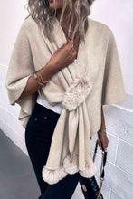 Load image into Gallery viewer, Surplice Neck Pom-Pom Trim Poncho
