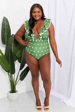 Load image into Gallery viewer, Marina West Swim Moonlit Dip Ruffle Plunge Swimsuit in Mid Green
