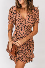 Load image into Gallery viewer, Floral Surplice Ruffle Hem Tie-Back Dress
