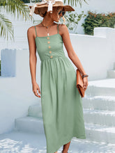 Load image into Gallery viewer, Decorative Button Spaghetti Strap Midi Dress

