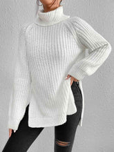 Load image into Gallery viewer, Full Size Turtleneck Rib-Knit Slit Sweater
