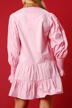 Load image into Gallery viewer, Full Size Nutcracker Sequin Lantern Sleeve Tiered Dress
