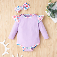 Load image into Gallery viewer, Baby Girl Bodysuit and Floral Paperbag Pants Set with Bow

