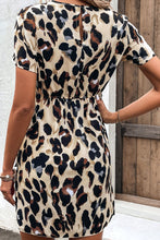 Load image into Gallery viewer, Animal Print Belted Keyhole Round Neck Dress
