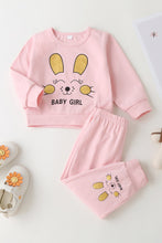 Load image into Gallery viewer, Girls Rabbit Pattern Sweatshirt and Pants Set
