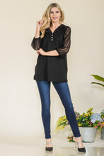 Load image into Gallery viewer, Celeste Full Size Mesh Sleeve Texture Hooded Top
