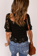 Load image into Gallery viewer, Lace Smocked Flounce Sleeve Blouse
