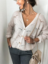 Load image into Gallery viewer, Openwork Button Up Long Sleeve Cardigan
