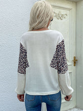 Load image into Gallery viewer, Leopard Color Block Waffle Knit Top

