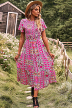 Load image into Gallery viewer, Printed Tie Back Flutter Sleeve Dress
