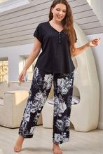 Load image into Gallery viewer, Full Size V-Neck Top and Floral Pants Lounge Set
