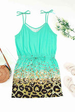 Load image into Gallery viewer, Leopard Tie-Shoulder Drawstring Waist Dress
