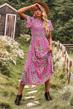 Load image into Gallery viewer, Printed Tie Back Flutter Sleeve Dress
