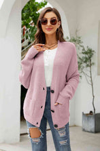 Load image into Gallery viewer, Button Up Drop Shoulder Long Sleeve Cardigan
