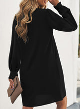 Load image into Gallery viewer, Long Puff Sleeve Notched Neck Dress
