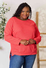 Load image into Gallery viewer, Basic Bae Round Neck Drop Shoulder Slit Sweatshirt
