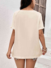 Load image into Gallery viewer, Round Neck Raglan Sleeve Fringe Detail Top
