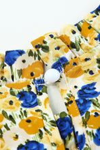 Load image into Gallery viewer, Floral Puff Sleve Keyhole Blouse
