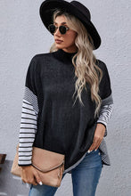 Load image into Gallery viewer, Striped Dolman Sleeve Mock Neck Knit Pullover
