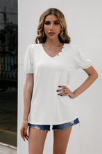 Load image into Gallery viewer, Button Detail Puff Sleeve Tee
