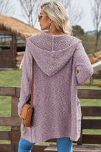 Load image into Gallery viewer, Popcorn-Knit Long Sleeve Hooded Cardigan

