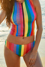 Load image into Gallery viewer, Rainbow Striped Split Bikini
