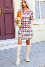 Load image into Gallery viewer, Christmas Pattern Half Button Dress

