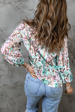 Load image into Gallery viewer, Printed Round Neck Balloon Sleeve Blouse
