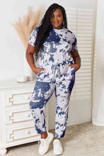 Load image into Gallery viewer, Double Take Tie-Dye Tee and Drawstring Waist Joggers Lounge Set
