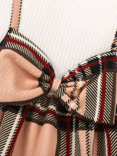 Load image into Gallery viewer, Girls Plaid Bow Detail Ribbed Dress
