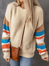 Load image into Gallery viewer, Striped Dropped Shoulder Crewneck Ribbed Trim Sweater
