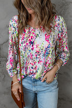 Load image into Gallery viewer, Printed Round Neck Balloon Sleeve Blouse
