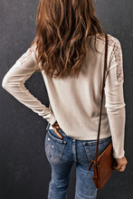 Load image into Gallery viewer, Ribbed V-Neck Spliced Lace Top
