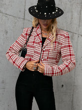 Load image into Gallery viewer, Patterned Button Front Cropped Blazer
